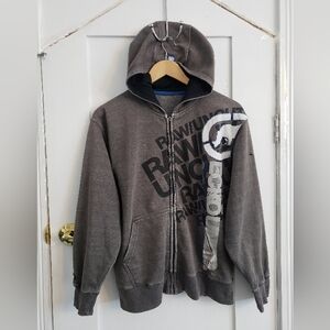 Ecko Unlimited Raw/Uncut Distressed Full Zip Gray Sweatshirt